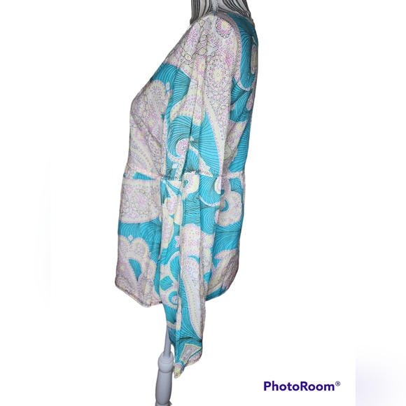 I.E Relaxed women's 100% cotton green cream design long-sleeved top size M - Picture 4 of 5